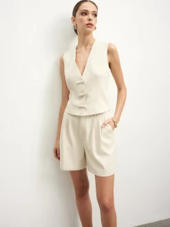 Discount Knotted Sleeveless Shorts Set Shorts Sets|Shorts