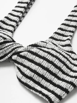 Best Knotted Stripe Knit Bikini Set Swimwear|Knitwear