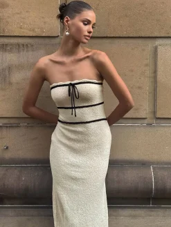 Clearance Knotted Tube Midi Sweater Dress White Dresses|Sweater Dresses