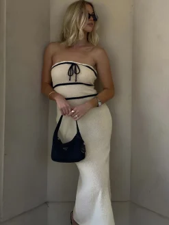 Clearance Knotted Tube Midi Sweater Dress White Dresses|Sweater Dresses