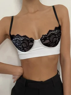 Discount Lace Bra Detail Cropped Cami Top Crop Tops|Tank Tops & Camis