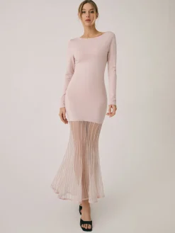 Best Lace Hem Mermaid Midi Sweater Dress Sweater Dresses|Work Dresses