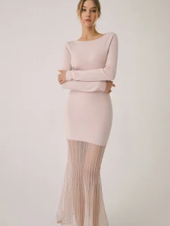 Best Lace Hem Mermaid Midi Sweater Dress Sweater Dresses|Work Dresses
