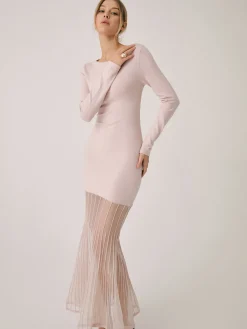 Best Lace Hem Mermaid Midi Sweater Dress Sweater Dresses|Work Dresses