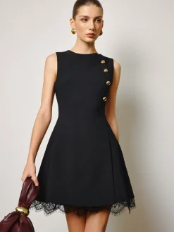 Lace Hem Metal-Detail Tank Dress Dresses