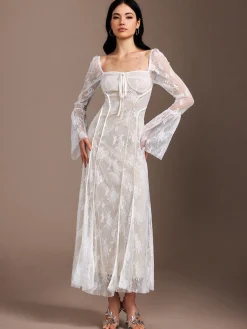 Discount Lace Ruffle Flowy Dress Dresses