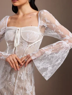 Discount Lace Ruffle Flowy Dress Dresses