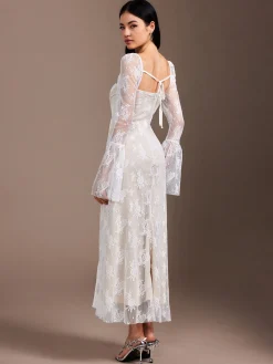 Discount Lace Ruffle Flowy Dress Dresses