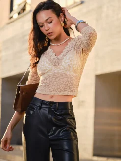 Outlet Lace Skinny Crop Blouse Crop Tops|Blouses & Shirts
