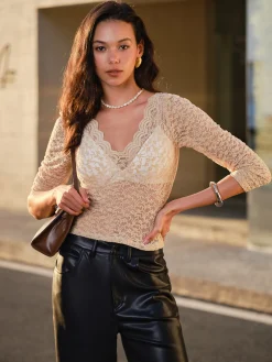 Outlet Lace Skinny Crop Blouse Crop Tops|Blouses & Shirts