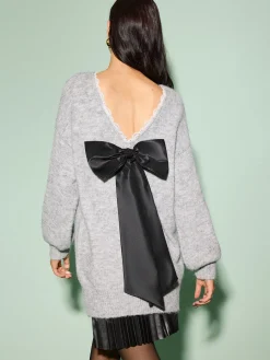 Outlet Lace Trim Bow-Decor Draped Sweater Sweater Tops|Sweaters & Cardigans