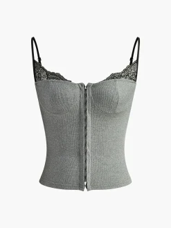 Lace Trim Petite Corset Corset Tops|Tops