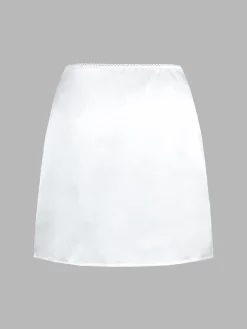 Online Lace Trim Satin Skirt Set Skirt Sets|Long Sleeve Sets