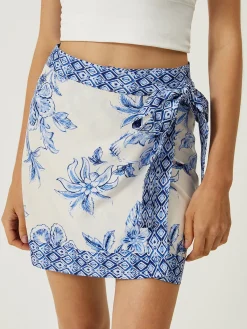 Online Lace-Up Floral Print Short Skirt Skirts|Bottoms