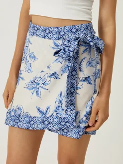 Online Lace-Up Floral Print Short Skirt Skirts|Bottoms