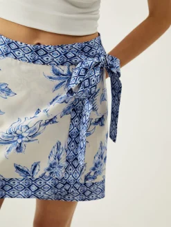 Online Lace-Up Floral Print Short Skirt Skirts|Bottoms