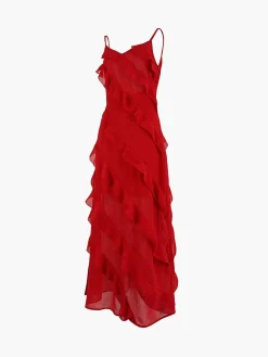 New Ladder Ruffle Zippe Long Dress Cocktail & Party Dresses|Summer Dresses