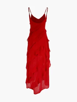 New Ladder Ruffle Zippe Long Dress Cocktail & Party Dresses|Summer Dresses