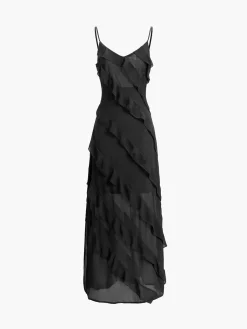 New Ladder Ruffle Zippe Long Dress Cocktail & Party Dresses|Summer Dresses