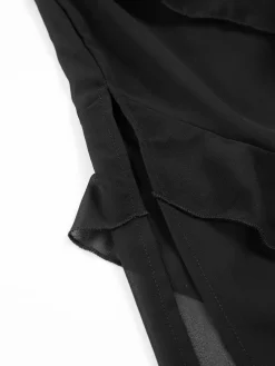 New Ladder Ruffle Zippe Long Dress Cocktail & Party Dresses|Summer Dresses
