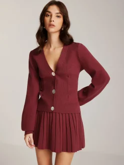 Clearance Lantern Sleeve Button Cardigan Cardigans|Sweaters & Cardigans
