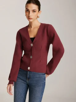 Clearance Lantern Sleeve Button Cardigan Cardigans|Sweaters & Cardigans
