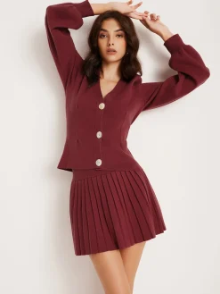 Clearance Lantern Sleeve Button Cardigan Cardigans|Sweaters & Cardigans
