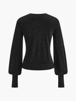 Hot Lantern Sleeve Sweetheart Pleated Knit Top Knitwear|Tops