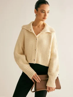 Online Lapel Breasted Cable-Knit Cardigan Cardigans|Sweaters & Cardigans