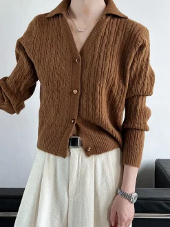 Best Lapel Button Short Cardigan Cardigans|Sweaters & Cardigans