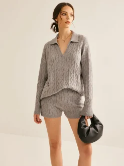 Best Lapel Cable Sweater Sweater Tops|Sweaters & Cardigans