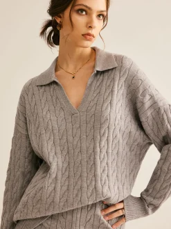 Best Lapel Cable Sweater Sweater Tops|Sweaters & Cardigans