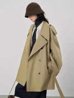 Sale Lapel Loose Belted Trench Coat Outerwear|Coats