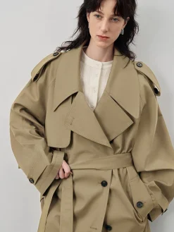 Sale Lapel Loose Belted Trench Coat Outerwear|Coats