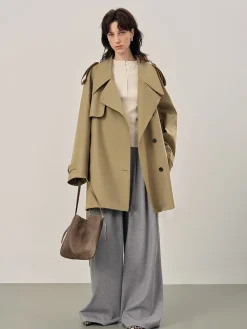 Sale Lapel Loose Belted Trench Coat Outerwear|Coats