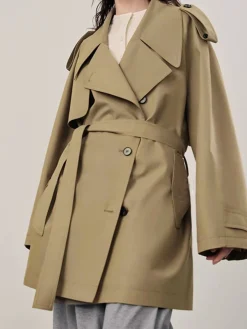 Sale Lapel Loose Belted Trench Coat Outerwear|Coats