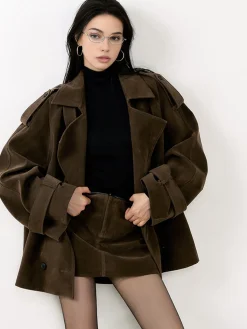 Hot Lapel Loose Suede Jacket Outerwear|Jackets