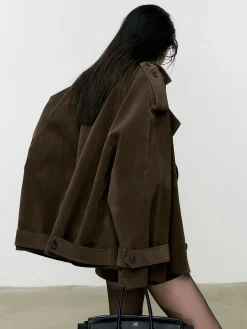 Hot Lapel Loose Suede Jacket Outerwear|Jackets
