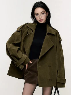 Hot Lapel Loose Suede Jacket Outerwear|Jackets