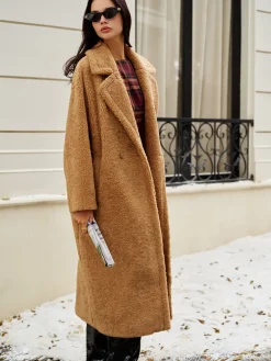 Outlet Lapel Minky Long Jacket Outerwear|Jackets