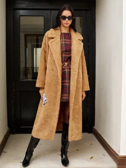 Outlet Lapel Minky Long Jacket Outerwear|Jackets