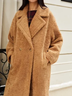 Outlet Lapel Minky Long Jacket Outerwear|Jackets