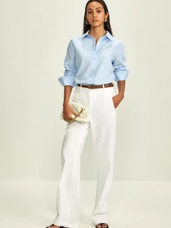 Clearance Lapel Pinstripe Versatile Shirt Blouses & Shirts|Tops