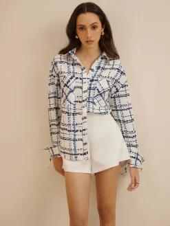 Online Lapel Plaid Printed Pockets Shirt Blouses & Shirts|Tops