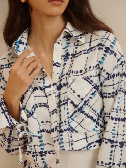 Online Lapel Plaid Printed Pockets Shirt Blouses & Shirts|Tops