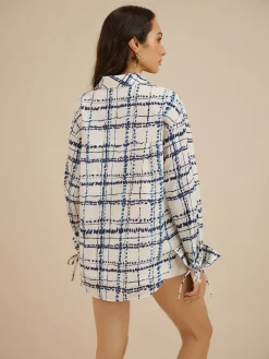 Online Lapel Plaid Printed Pockets Shirt Blouses & Shirts|Tops