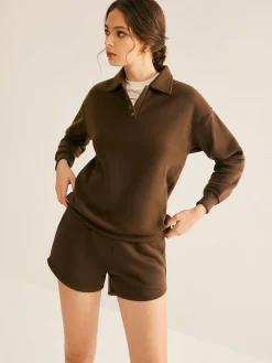 Discount Lapel Plain Shorts Set Matching Sets
