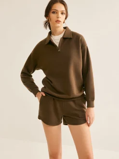 Discount Lapel Plain Shorts Set Matching Sets