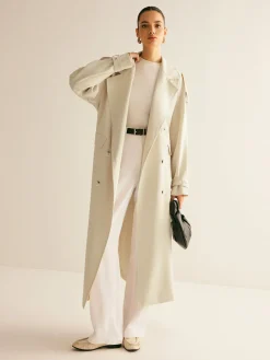 Hot Lapel Pockets Belted Trench Coat Outerwear|Coats