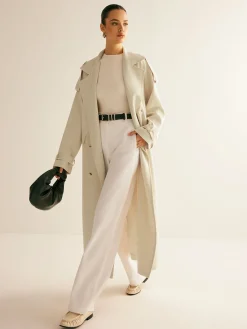 Hot Lapel Pockets Belted Trench Coat Outerwear|Coats